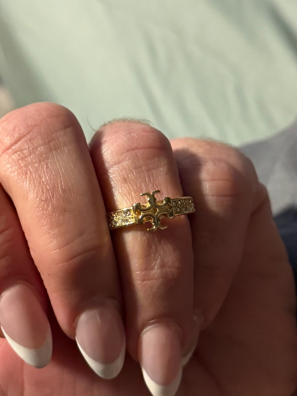 Tory Burch Gold Logo Pavé Ring